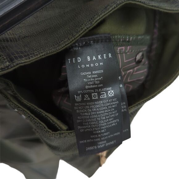 Ted Baker Women 29 Shiney Skinny Jeans Khaki Green Crocodile Effect NEW - Picture 6 of 9